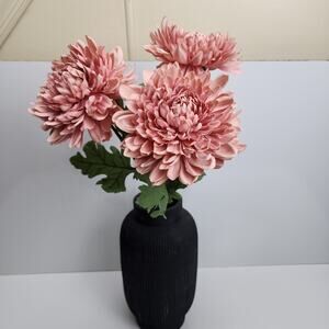 Hearth and Hand with Magnolia Faux Stem Dark Pink Mums 25" Tall Set of 3 NEW